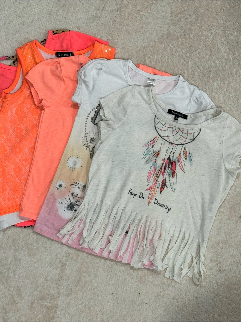 5-Pack Girls’ Summer Tops, Size 5